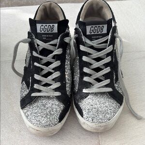 GGDB Black and Silver Glitter Sneakers
